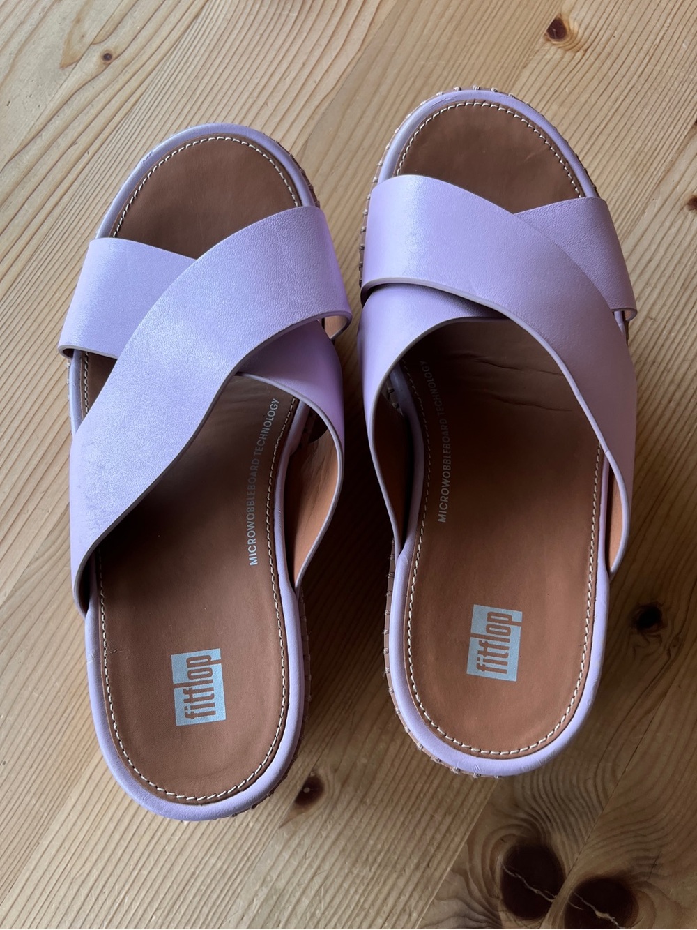 Fitflop Eloise Crisscross Cork-Platform Slides in  Wild Lilac - Sz 7 - Picture 6 of 10